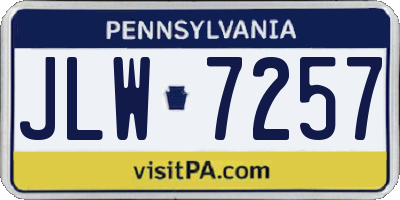 PA license plate JLW7257