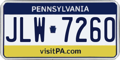 PA license plate JLW7260