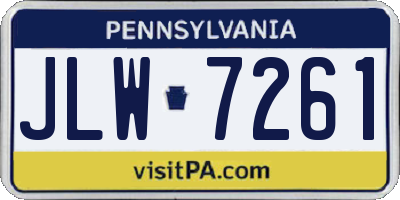 PA license plate JLW7261