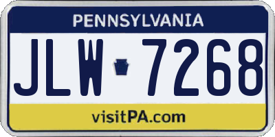 PA license plate JLW7268