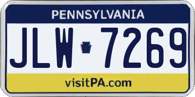 PA license plate JLW7269