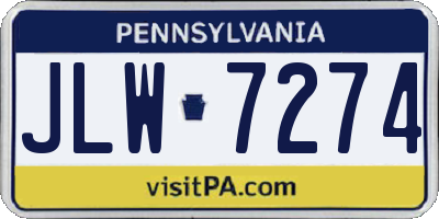 PA license plate JLW7274