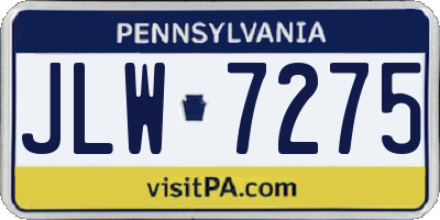 PA license plate JLW7275