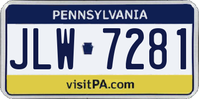 PA license plate JLW7281