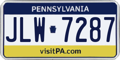 PA license plate JLW7287
