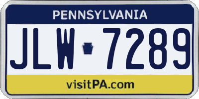 PA license plate JLW7289