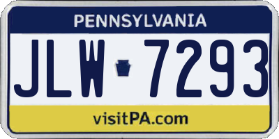 PA license plate JLW7293