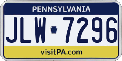 PA license plate JLW7296