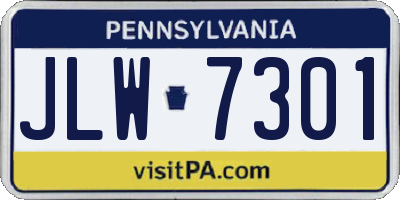 PA license plate JLW7301