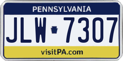 PA license plate JLW7307