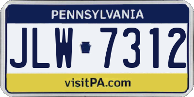 PA license plate JLW7312