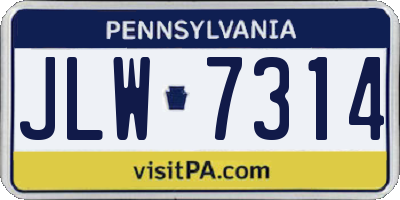 PA license plate JLW7314