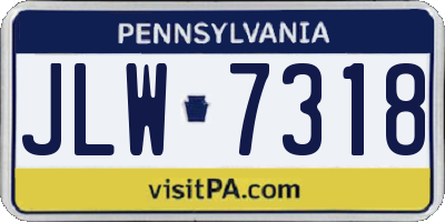 PA license plate JLW7318