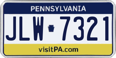 PA license plate JLW7321