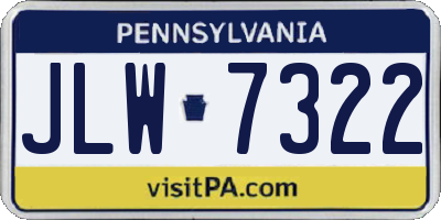 PA license plate JLW7322