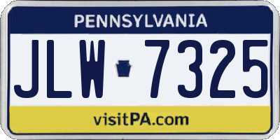 PA license plate JLW7325