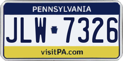 PA license plate JLW7326