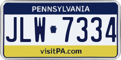 PA license plate JLW7334