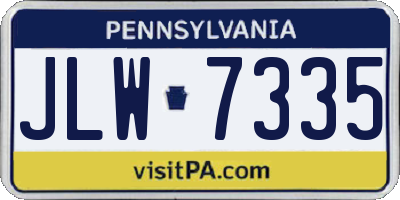 PA license plate JLW7335