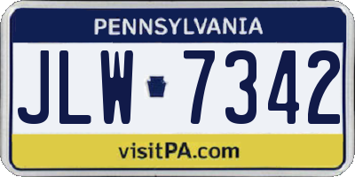 PA license plate JLW7342