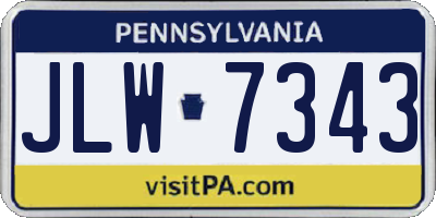 PA license plate JLW7343