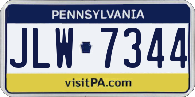 PA license plate JLW7344