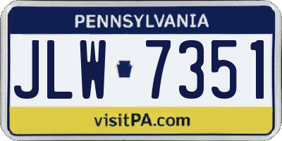 PA license plate JLW7351
