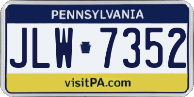 PA license plate JLW7352