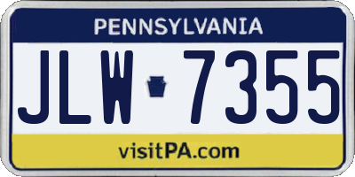 PA license plate JLW7355