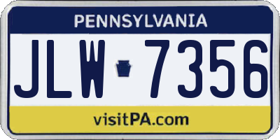 PA license plate JLW7356