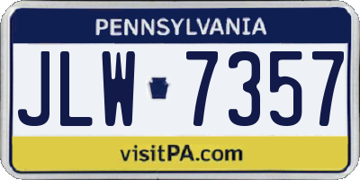 PA license plate JLW7357