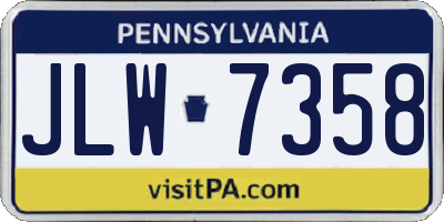 PA license plate JLW7358