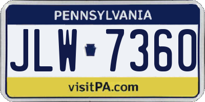 PA license plate JLW7360