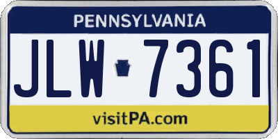 PA license plate JLW7361