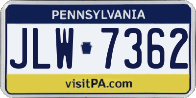 PA license plate JLW7362
