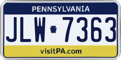 PA license plate JLW7363