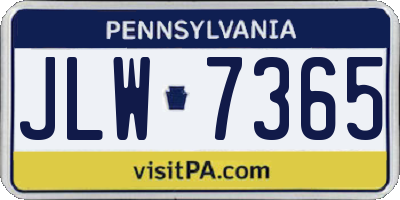 PA license plate JLW7365