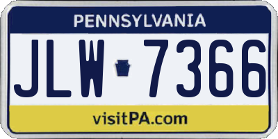 PA license plate JLW7366