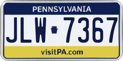 PA license plate JLW7367