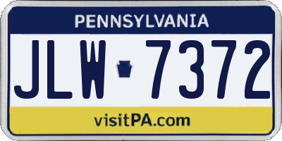 PA license plate JLW7372