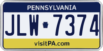 PA license plate JLW7374