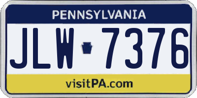 PA license plate JLW7376
