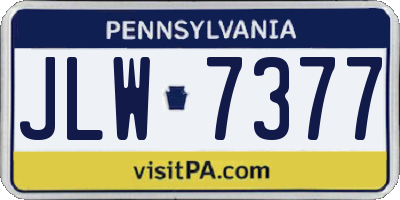 PA license plate JLW7377