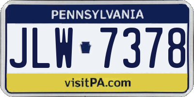 PA license plate JLW7378