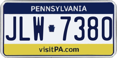 PA license plate JLW7380