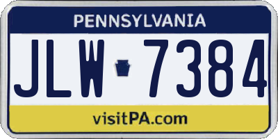 PA license plate JLW7384