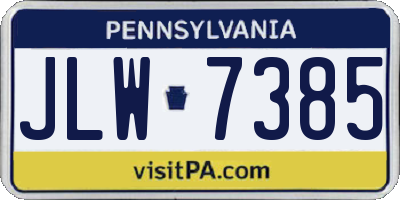 PA license plate JLW7385