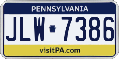 PA license plate JLW7386
