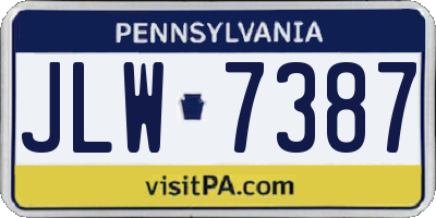 PA license plate JLW7387