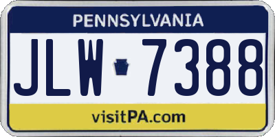 PA license plate JLW7388